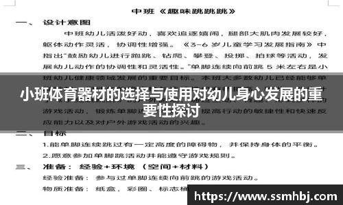 小班体育器材的选择与使用对幼儿身心发展的重要性探讨